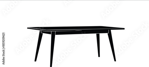 Minimalist wooden rectangular dining table silhouette illustration for modern home furniture catalog interior design decor and household living room furniture concept