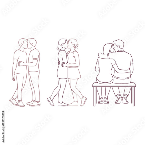 Romantic Couple Line Art Minimal Love and Relationship Illustration