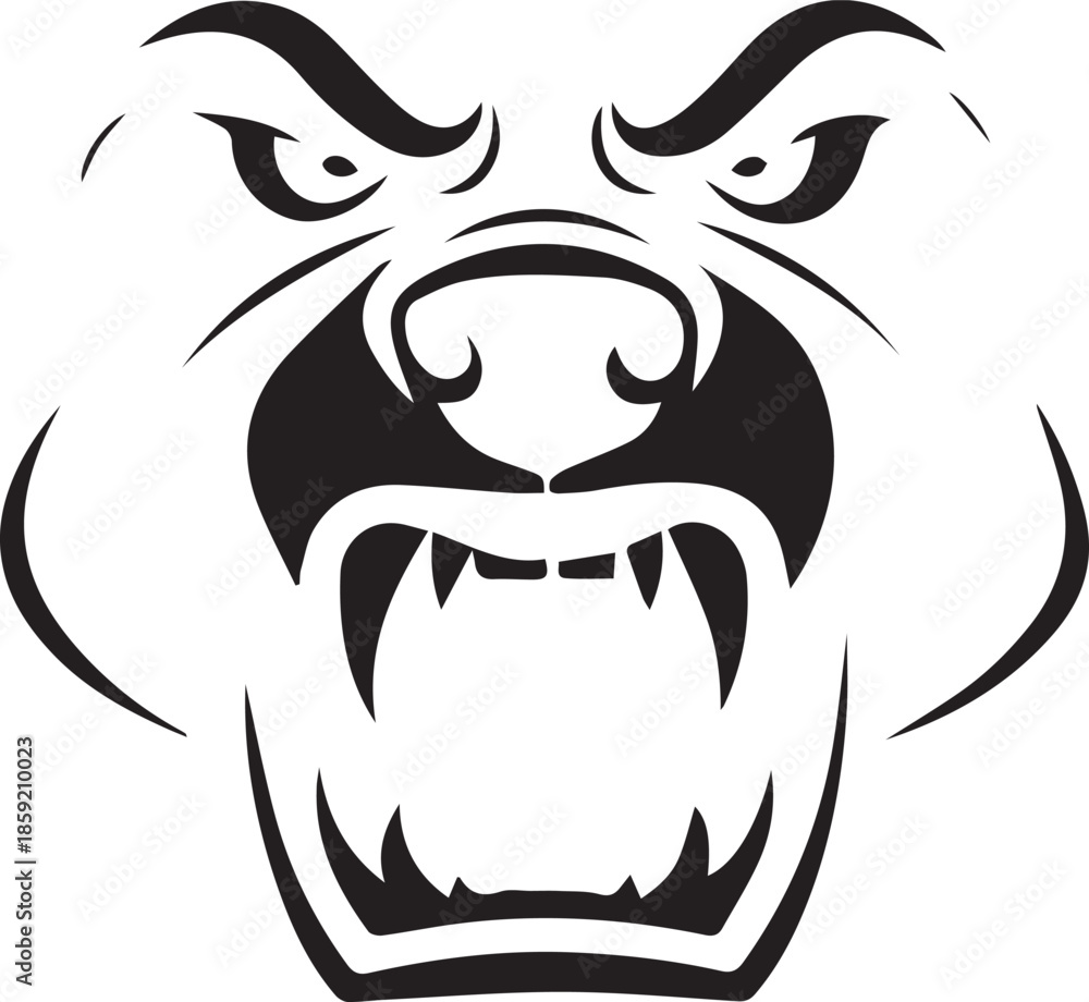 Obraz premium Aggressive Wolf Face Black Silhouette