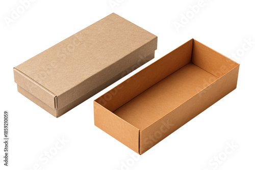 Open Cardboard Box with Lid