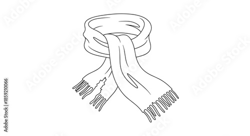 Illustration of a torn scarf with frayed edges, artistically drawn and isolated against a clean white background, showcasing intricate detail and texture