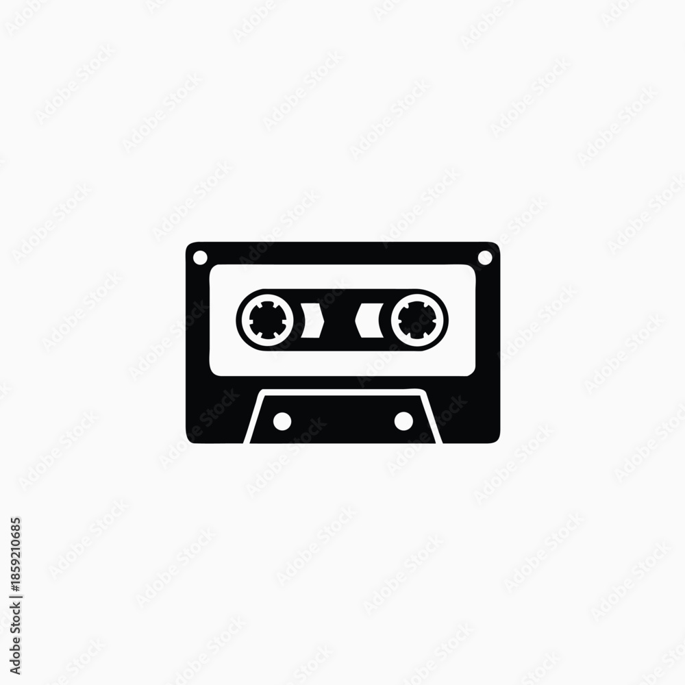 Fototapeta premium cassette tape icon silhoutte vector template
