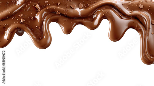 Melted chocolate border with smooth dripping edges realistic dessert frame illustration isolated on white background