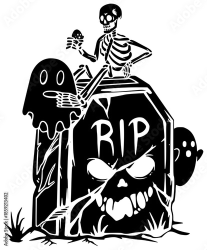 tombstone illustration grave silhouette cemetery logo halloween icon death outline spooky scary graveyard gravestone creepy dead memorial horror rip shape and vector graphic background