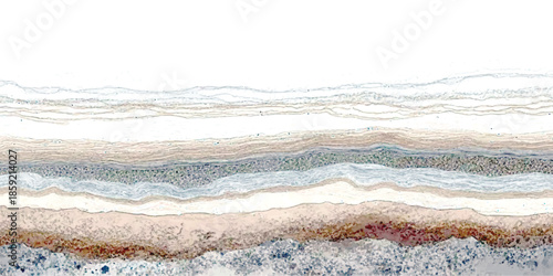 Abstract layered pattern in soft blue and brown tones resembling natural strata