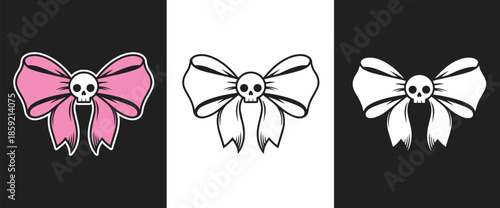 Bow tie with skull center symbolizing gothic elegance spooky fashion death or macabre accessory danger dark