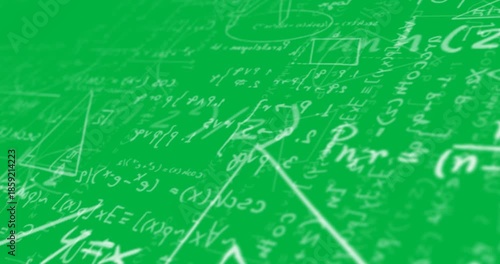 Animation of mathematics drawings and formulae on black background