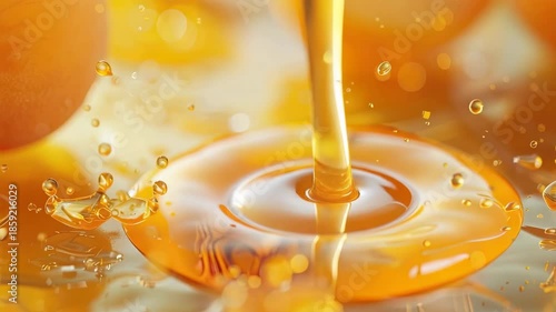 a drop of apricot essential oil. Selective focus