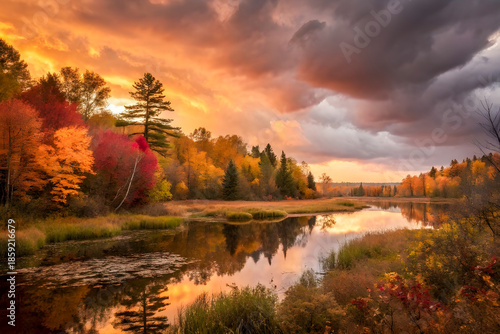sunset over the river