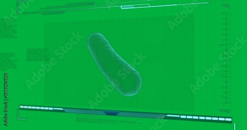 Animation of macro cell spinning and medical data processing on screen