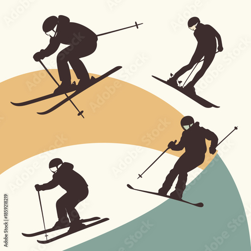 Skiers in action