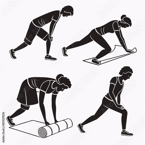 Fitness exercises silhouette