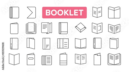Booklet Icon Set Vector Illustration Representing a Collection of Different Book Shapes and Forms
