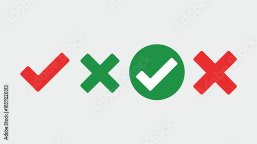 A minimalist graphic symbolizing approval and disapproval with simple icons on a neutral background