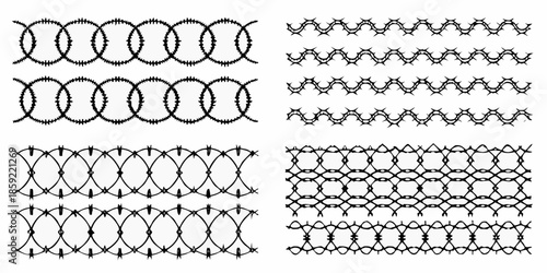 Abstract black and white patterns concentric loops and wavy lines composition