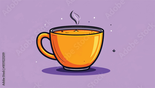 Illustration of a Steaming Cup of Tea or Coffee.