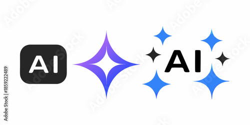 Artificial intelligence design with sparkling blue and purple diamond shapes