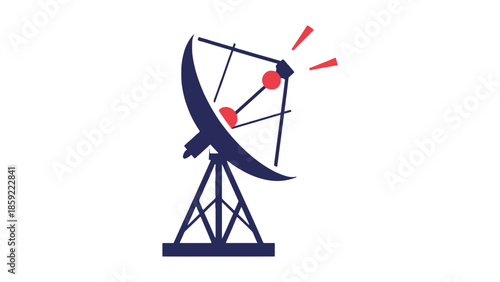 A satellite dish antenna transmits signals into space.