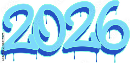 2026 Ice Frozen Typography Style for Winter New Year Theme