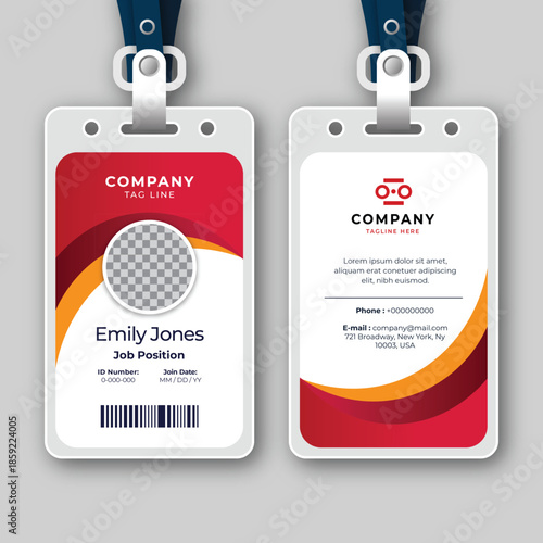 Modern Employee ID Card Template with Lanyard