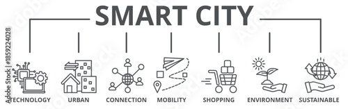 Smart city banner web icon vector illustration concept