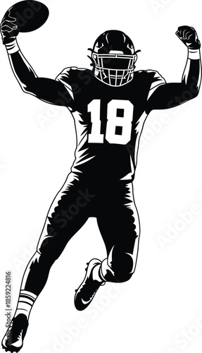 American Football player celebrating touchdown