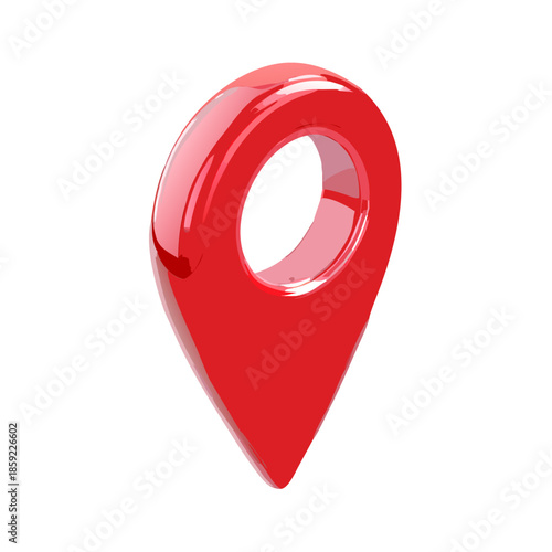A 3d pin domain marker icon with number nine on a red circular button sign isolated on white for web map design and business internet symbol illustration vector render