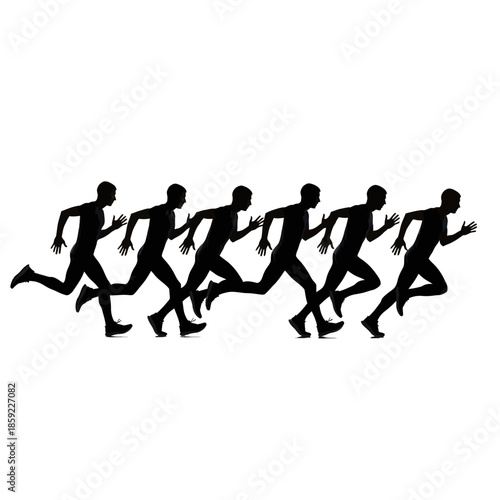 Silhouettes of runners in motion depicting speed and athletic competition