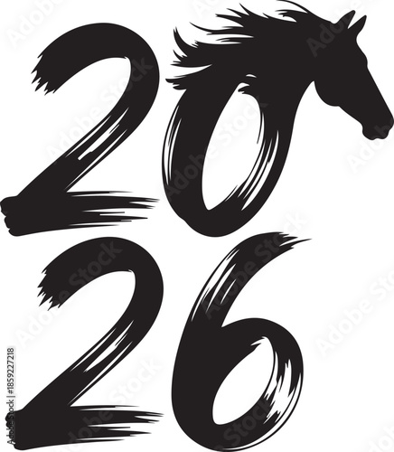 2026 celebration mark silhouette vector illustration icons. happy New Year 2026 silhouette vector illustration cons collection