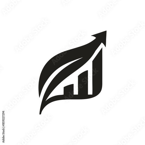 Sustainable Growth Icon: An emblem representing the synergy of eco-consciousness and business expansion, showcasing a leaf merged with a graph.