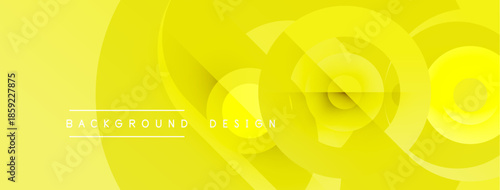 Yellow abstract swirls create dynamic background. Smooth gradients, flowing shapes suggest movement, modern design aesthetic.