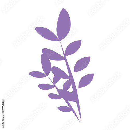 Stylized purple leaf branch with smooth curves, ideal for spa, wellness, or nature-inspired branding and layouts.