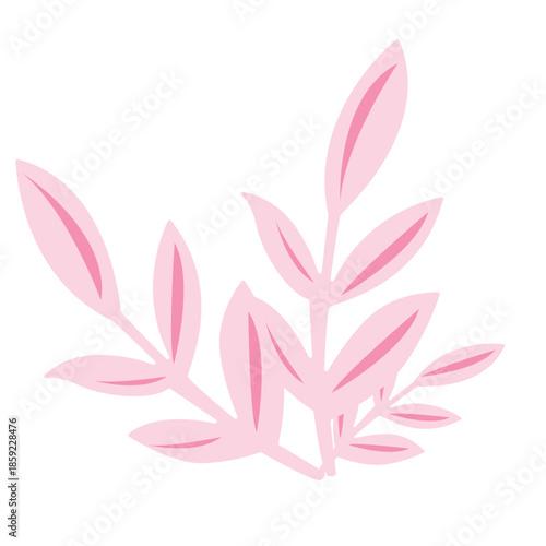 Delicate pink leafy sprig with gradient tones, great for wedding stationery, spa branding, or feminine aesthetics.