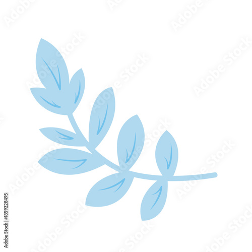 Elegant blue leaf sprig with smooth curves, ideal for spa, wellness, or organic brand identity design.