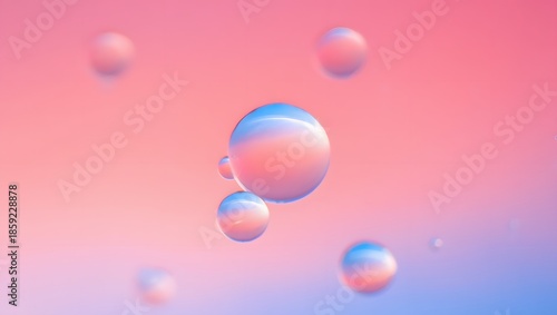 Vibrant bubbles floating in colorful gradient background