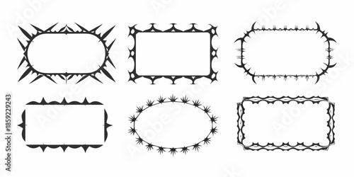 Collection of ornate black thorny frames in various geometric shapes