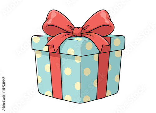 A beautifully wrapped gift box with a red ribbon.