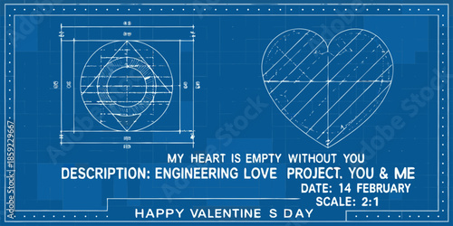 Blueprint of a heart a romantic engineering design for valentine s day