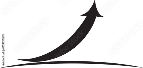 Curving arrow shows upward trend