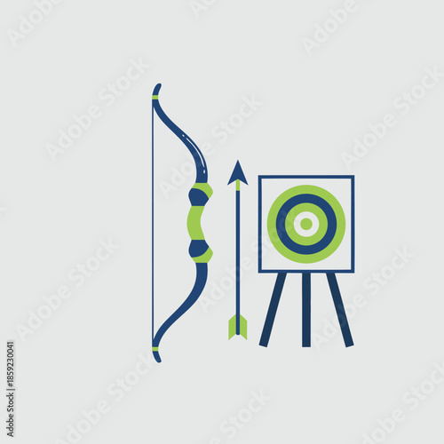Archery Bow Arrow and Target Illustration.