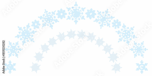 A delicate archway formed by numerous light blue stylized snowflakes