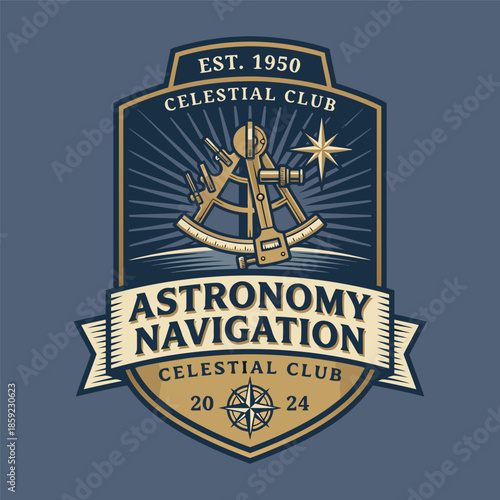Astronomy Navigation Celestial Club Emblem.