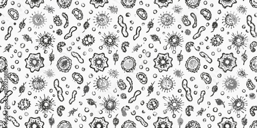 Intricate black and white pattern featuring abstract floral and organic shapes