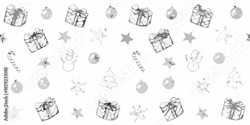 A festive pattern featuring christmas gifts ornaments and winter holiday symbols