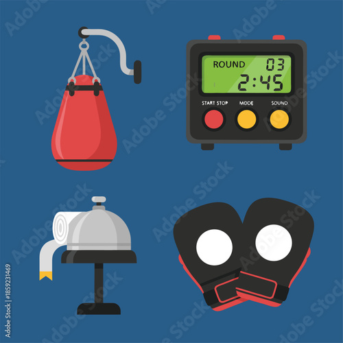 Boxing Equipment and Timer.