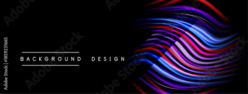 Abstract flowing lines create vibrant visual effect. Dark background emphasizes colorful wave pattern, modern design element.