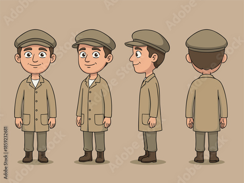 Cartoon Character of a Delivery Man in Different Poses.