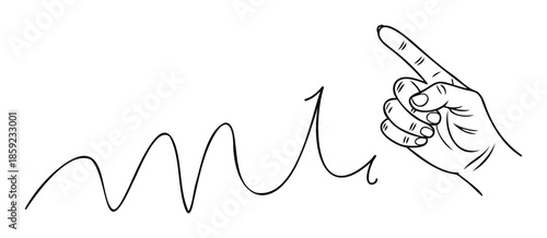 Human hand with index finger pointing upwards, illustrating a winding path or journey towards a goal, perfect for infographics or process visualizations.