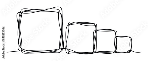 A continuous line bar chart graphic showing four descending rectangular bars, ideal for illustrating data progression, business growth, educational concepts, and infographic presentations.
