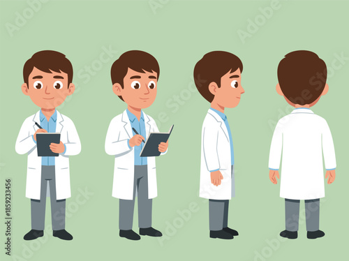 Cartoon Doctor Character Set.